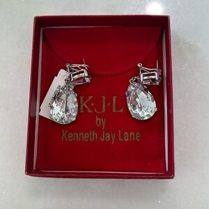 Gorgeous Kennth Jay Lane tear drop rhinestone earrings! Brand new with tags!